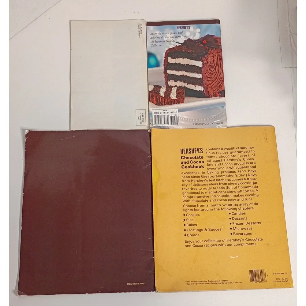 Lot of 4 Hershey's Paperback‎ Cookbooks, Chocolate Desserts, Hershey's Holidays